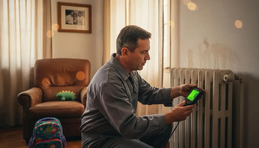 Experto en humedad comprobando paredes húmedas en Málaga