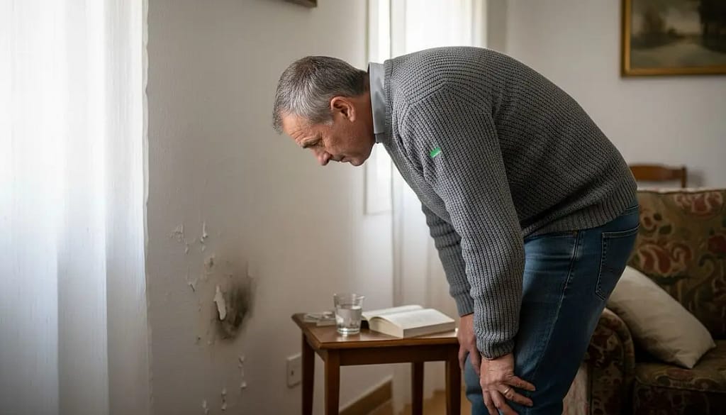 Hombre observa parad con humedad por condensación en Málaga